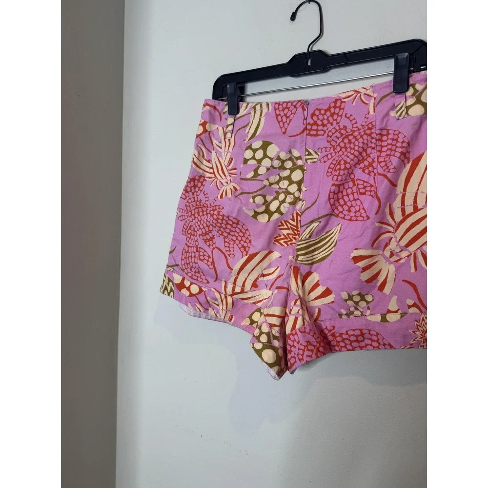 FARM Shorts Womens Medium Multicolor Floral Poplin Pleated Culotte Lined‎ Summer